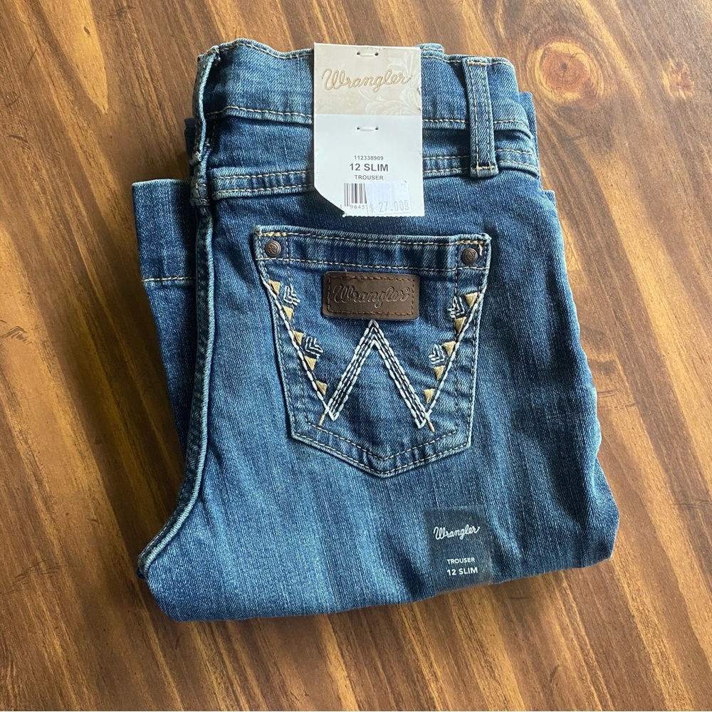 Wrangler Girl's Darci Wide Leg Trouser Jeans Sz 12 Slim Adjustable Waist Western